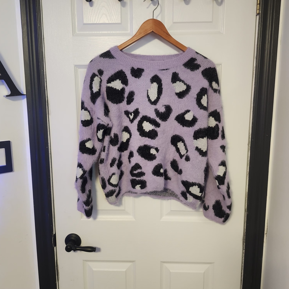 Hot & Delicious Lavender and Black Leopard Sweater